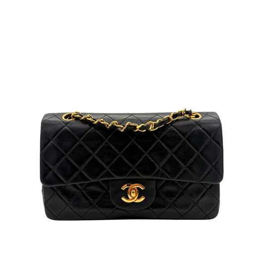 CS061 - CHANEL Vintage Black Lambskin 23cm Classic Flap Bag