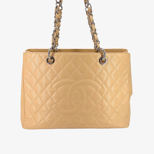 YU012 - CHANEL Vintage Beige Caviar Leather GST Tote Bag