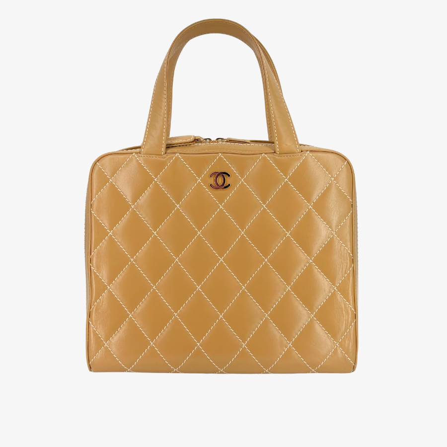 CS057 CHANEL Vintage Beige Calfskin Wild Stitch Handbag – Lovintage