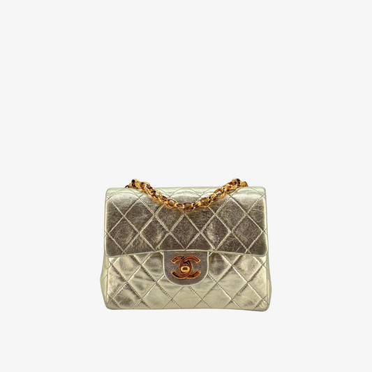 CS019 - CHANEL Vintage Light Gold Lambskin Timeless Square Flap Bag
