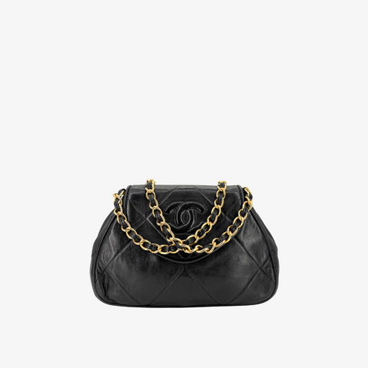 RG359 - CHANEL Vintage Black Lambskin Coco Matelasse Shoulder Bag