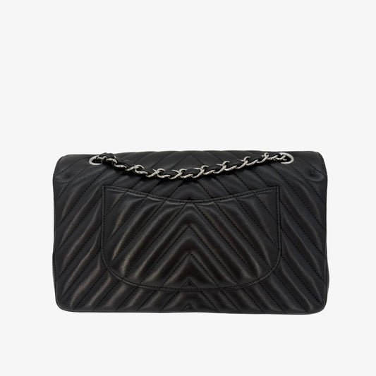 CS036 - CHANEL Vintage Black Lambskin Chevron Flap Bag