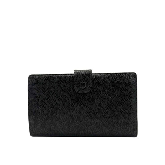 CS067 - CHANEL Vintage Black Caviar Leather Long Wallet