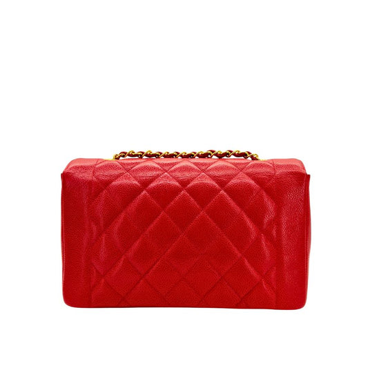 CS071 - CHANEL Vintage Red Caviar Leather 25cm Diana Flap Bag