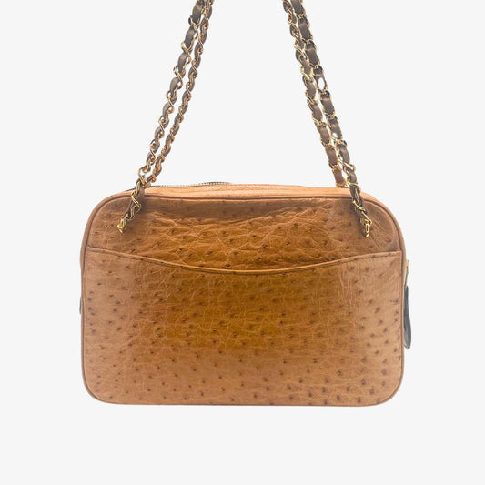 CS051 - CHANEL Vintage Beige Ostrichskin Camera Bag