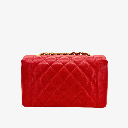 CS071 - CHANEL Vintage Red Caviar Leather 25cm Diana Flap Bag