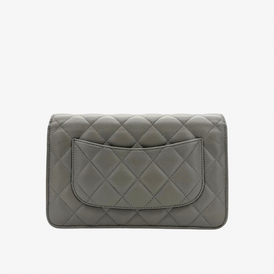 CS043 - Chanel Grey Caviar Wallet On Chain