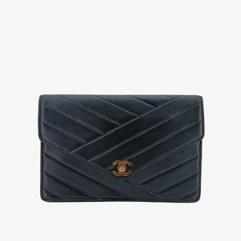ju702-chanel-vintage-black-lambskin-cross-stripe-flap-bag