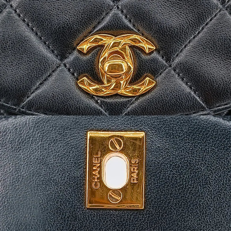 jah178-chanel-vintage-black-lambskin-gold-chain-flap-bag