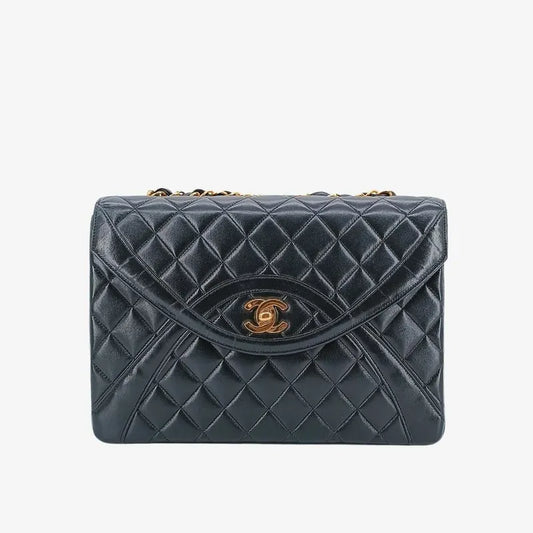 c446-chanel-vintage-black-lambskin-quilted-flap-bag