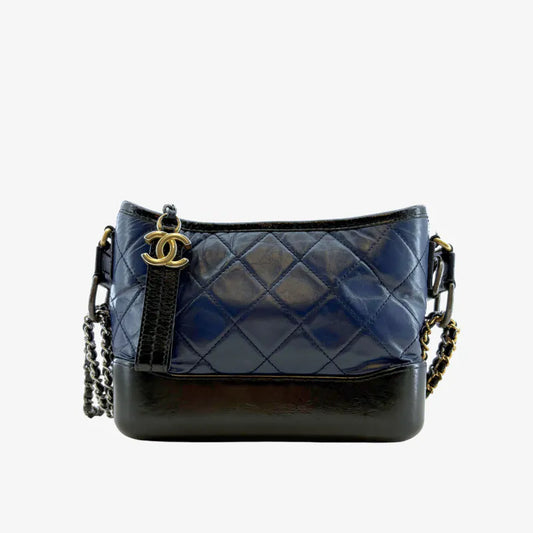 C610 - CHANEL Navy & Black Calfskin GABRIELLE Shoulder Bag