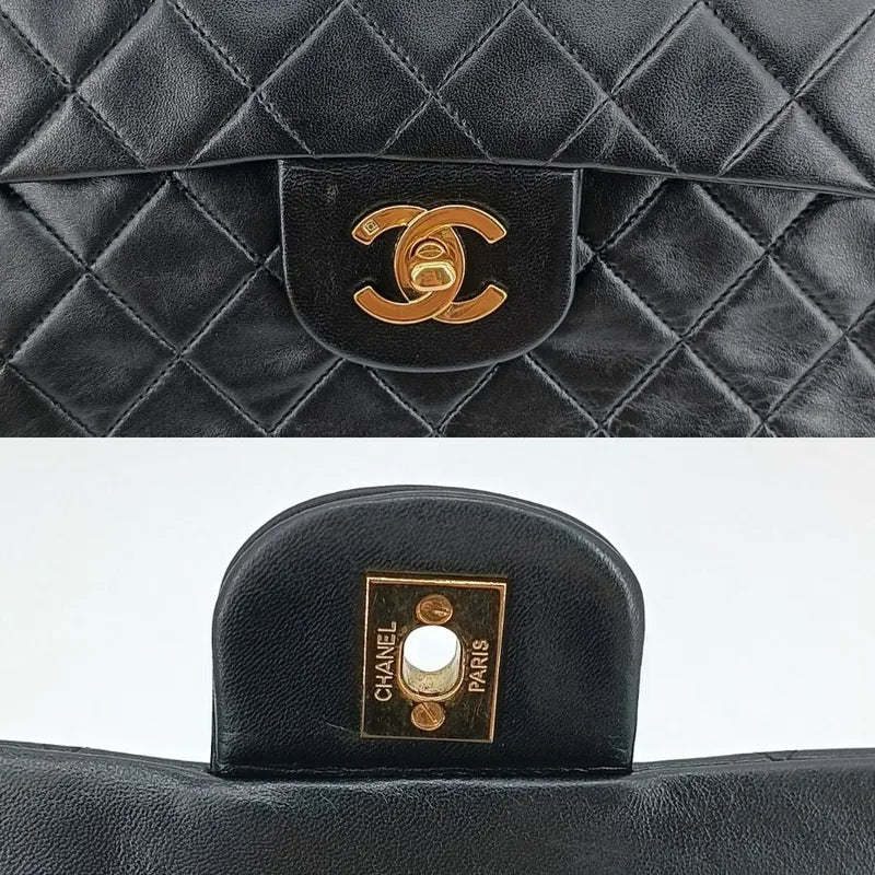 jt098-chanel-vintage-black-lambskin-23cm-classic-flap-bag