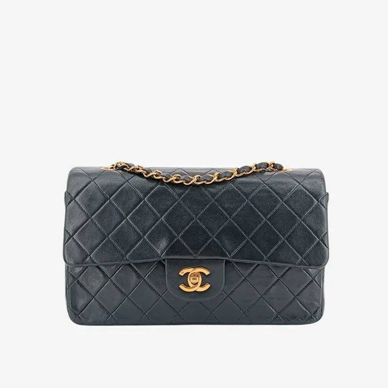 ju614-chanel-vintage-black-lambskin-25cm-classic-flap-bag
