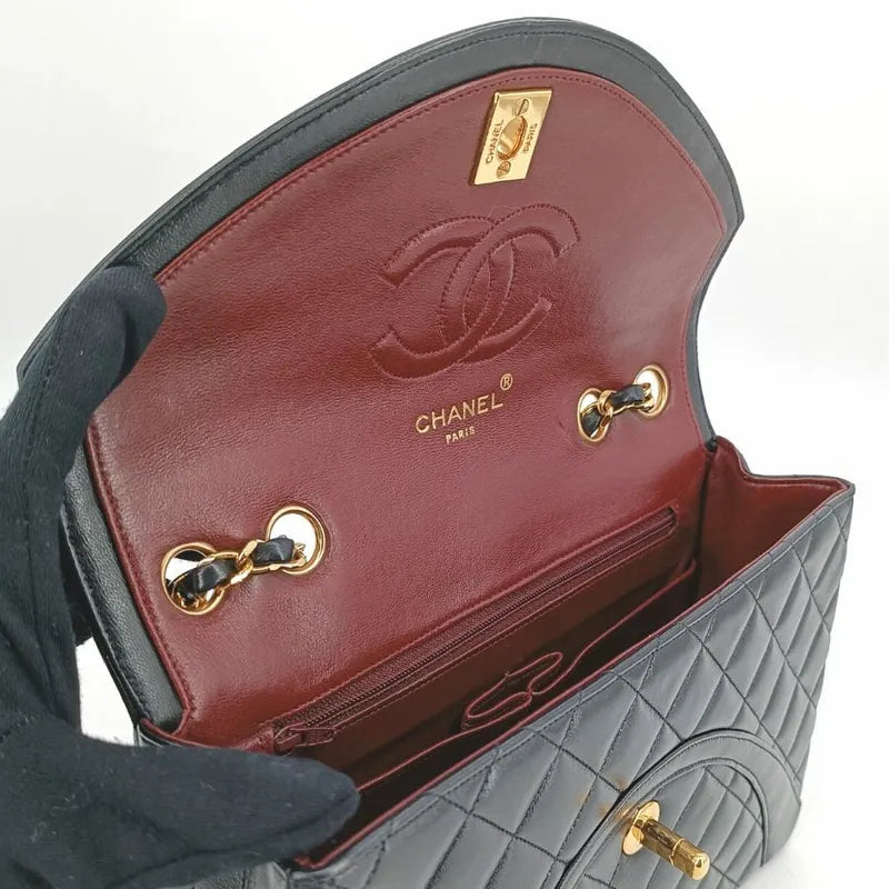 c446-chanel-vintage-black-lambskin-quilted-flap-bag