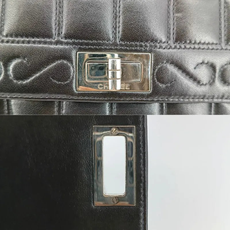 js662-chanel-vintage-black-lambskin-checked-255-flap-bag