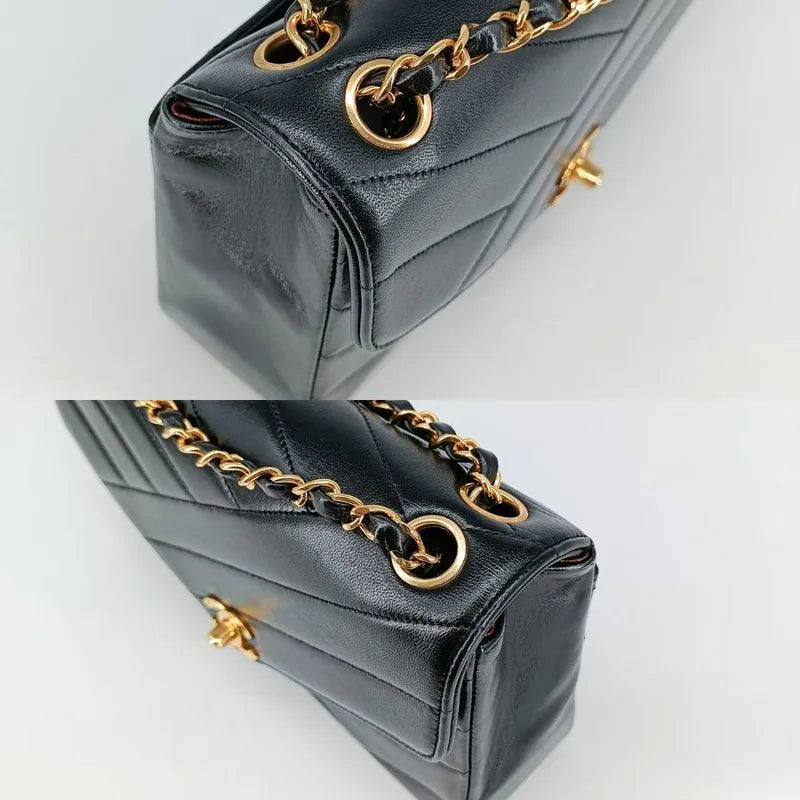 jt444-chanel-vintage-black-lambskin-cross-stripe-flap-bag