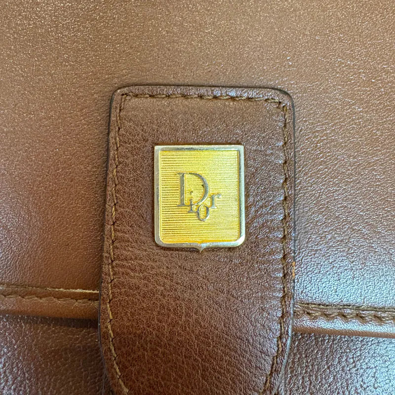 jx647-christian-dior-vintage-brown-leather-shoulder-bag
