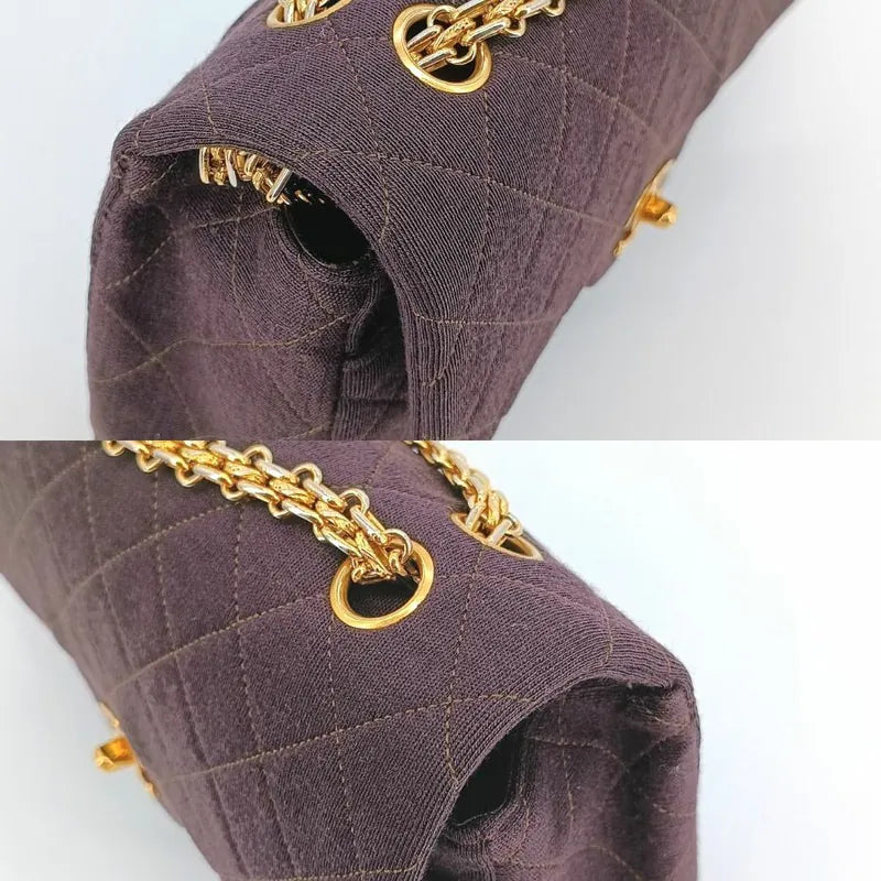 c362-chanel-vintage-brown-cotton-255-chain-classic-flap-bag