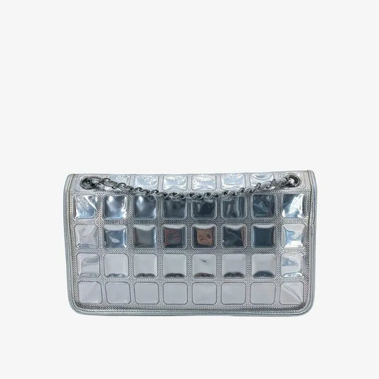 90219637-chanel-vintage-silver-vinyl-lambskin-ice-cube-flap-bag