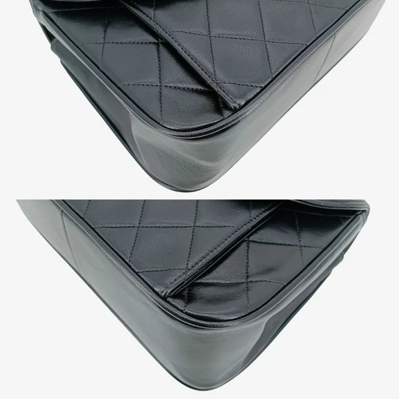 c406-chanel-vintage-black-lambskin-gold-chain-flap-bag