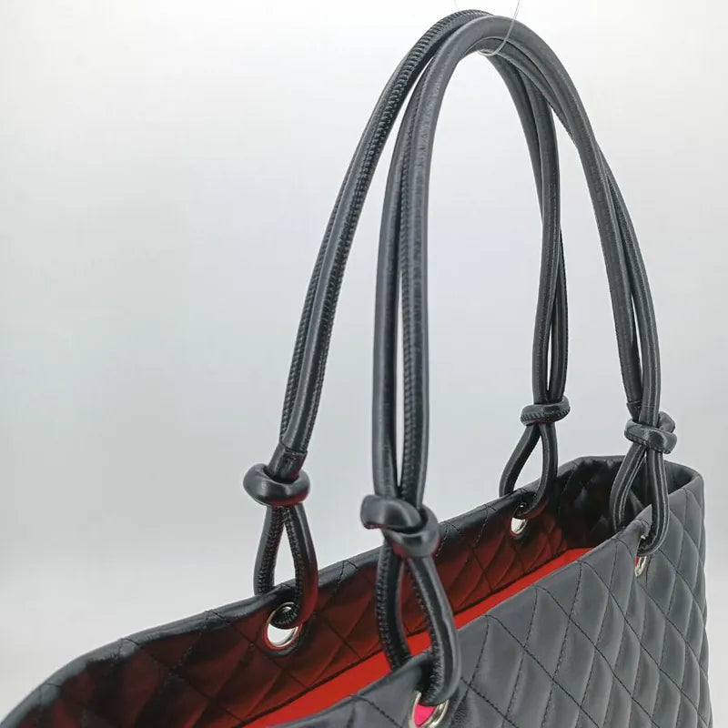 jah136-chanel-vintage-black-calfskin-cambon-tote-bag