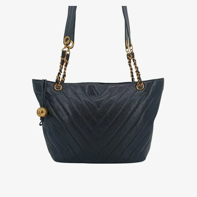 jah129-chanel-vintage-black-caviar-leather-chevron-tote-bag