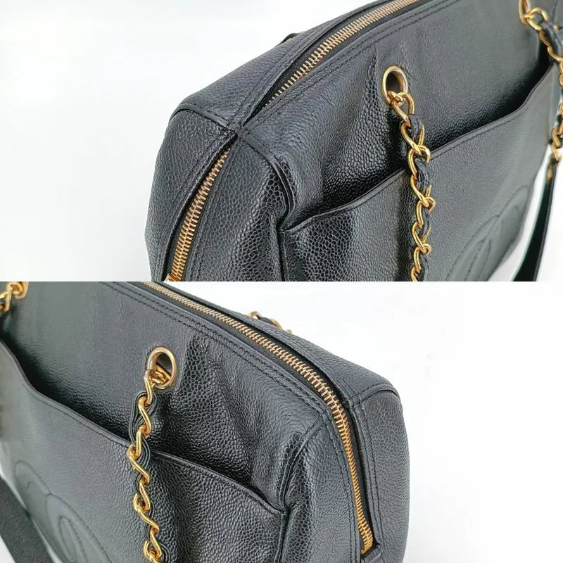 jah159-chanel-vintage-black-caviar-leather-embossed-logo-tote-bag