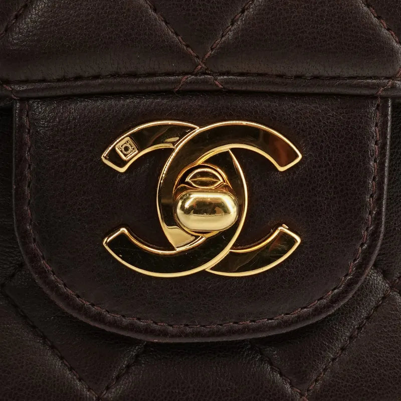 c142-chanel-vintage-brown-lambskin-qulited-handle-bag-set