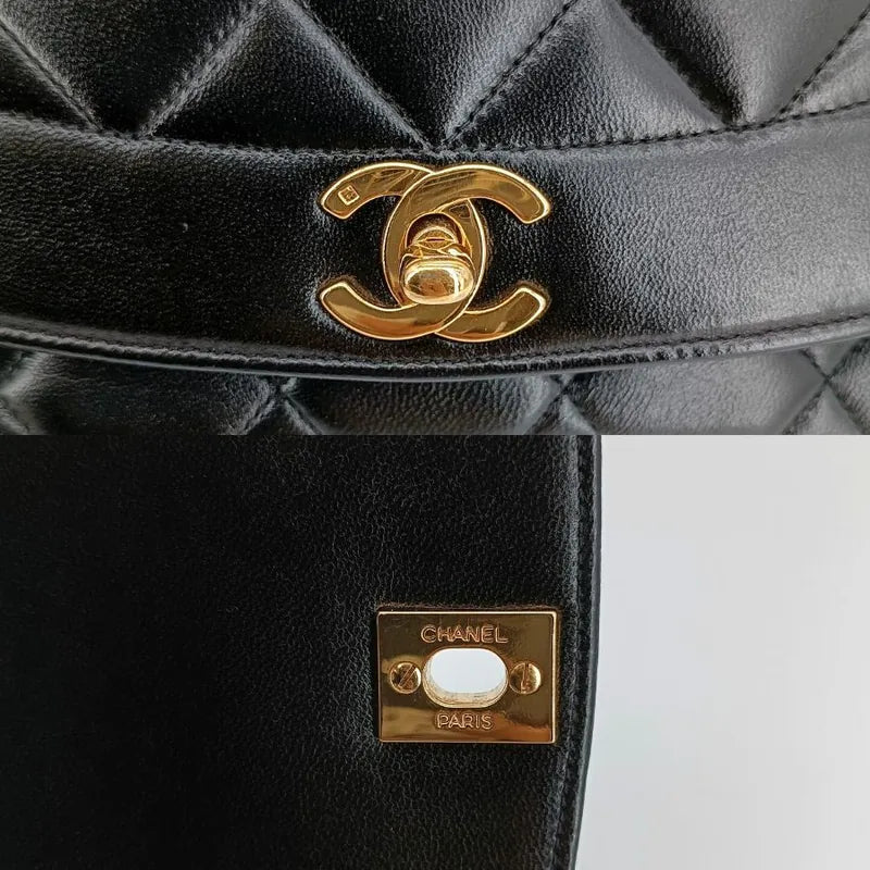 js329-chanel-vintage-black-lambskin-25cm-diana-flap-bag