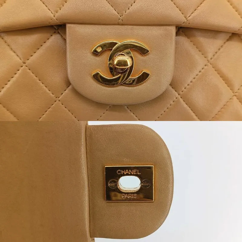 js537-chanel-vintage-beige-lambskin-25cm-classic-flap-bag
