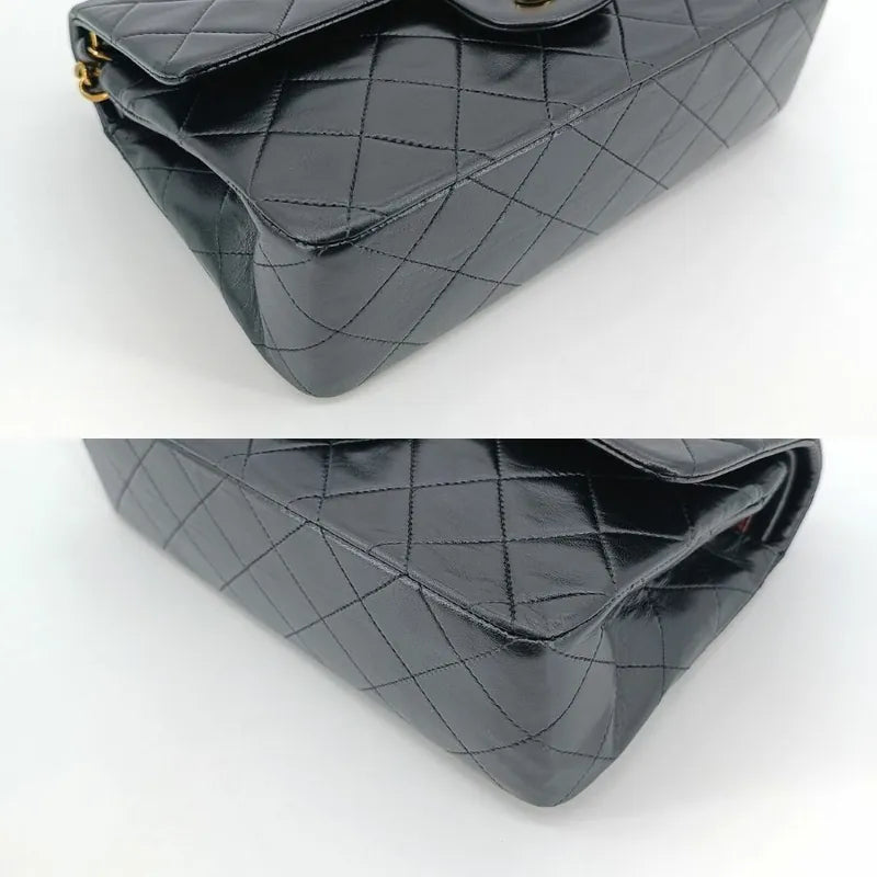 jt098-chanel-vintage-black-lambskin-23cm-classic-flap-bag