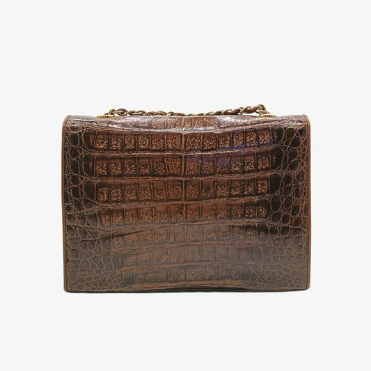 jah103-chanel-vintage-brown-crocodile-skin-flap-bag