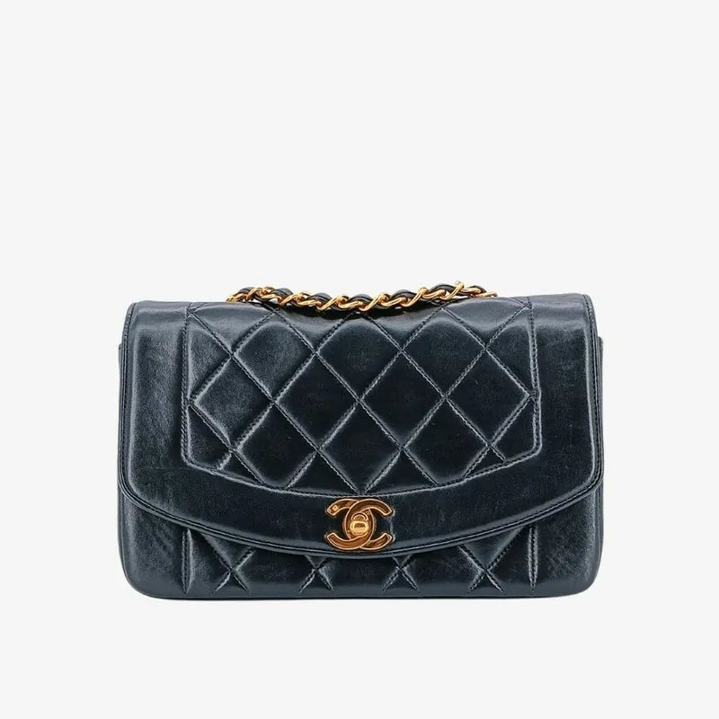 jt664-chanel-vintage-black-lambskin-22cm-diana-flap-bag