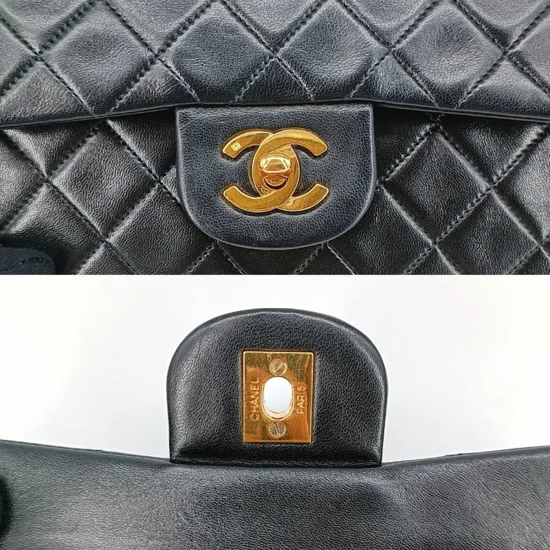 jt199-chanel-vintage-black-lambskin-23cm-classic-flap-bag