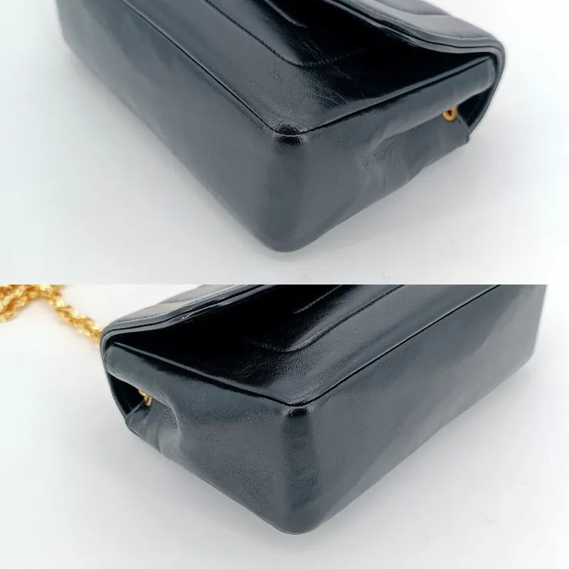 js675-chanel-vintage-black-lambskin-gold-chain-flap-bag