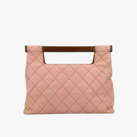 c323-chanel-vintage-pink-caviar-leather-wood-top-handle-bag
