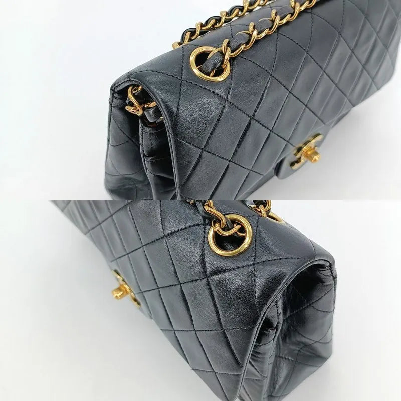 jt098-chanel-vintage-black-lambskin-23cm-classic-flap-bag