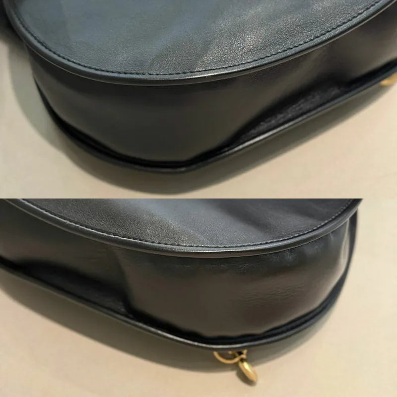 ra944-gucci-vintage-black-calfskin-horsebit-sling-shoulder-bag