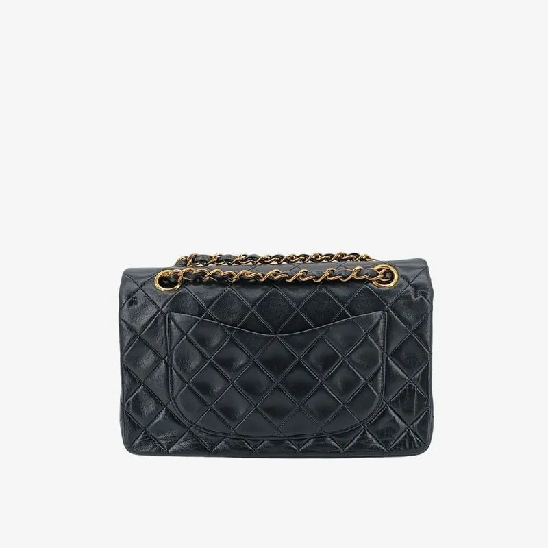 jt098-chanel-vintage-black-lambskin-23cm-classic-flap-bag