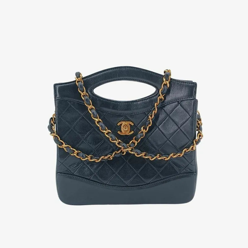 jah162-chanel-vintage-black-lambskin-mini-31-tote-bag