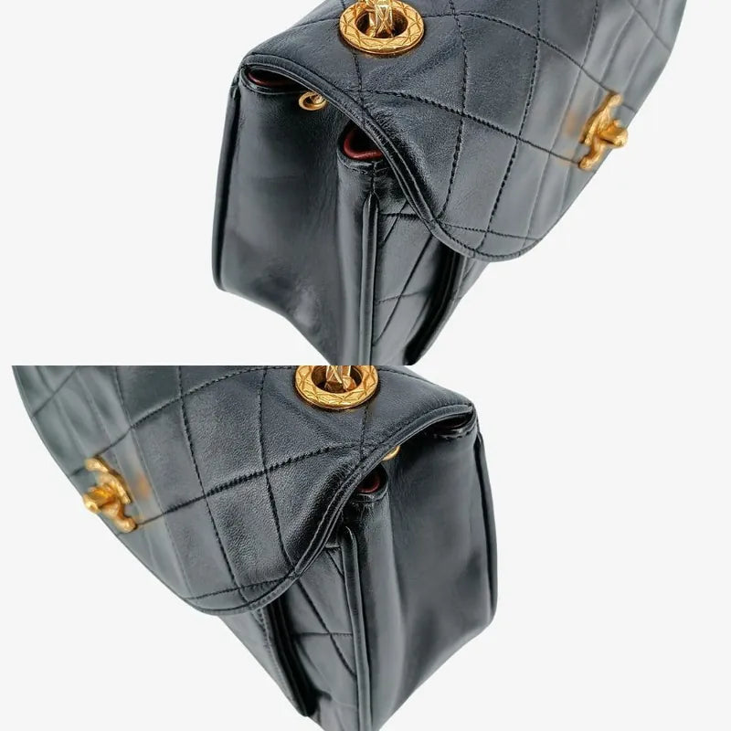 c406-chanel-vintage-black-lambskin-gold-chain-flap-bag