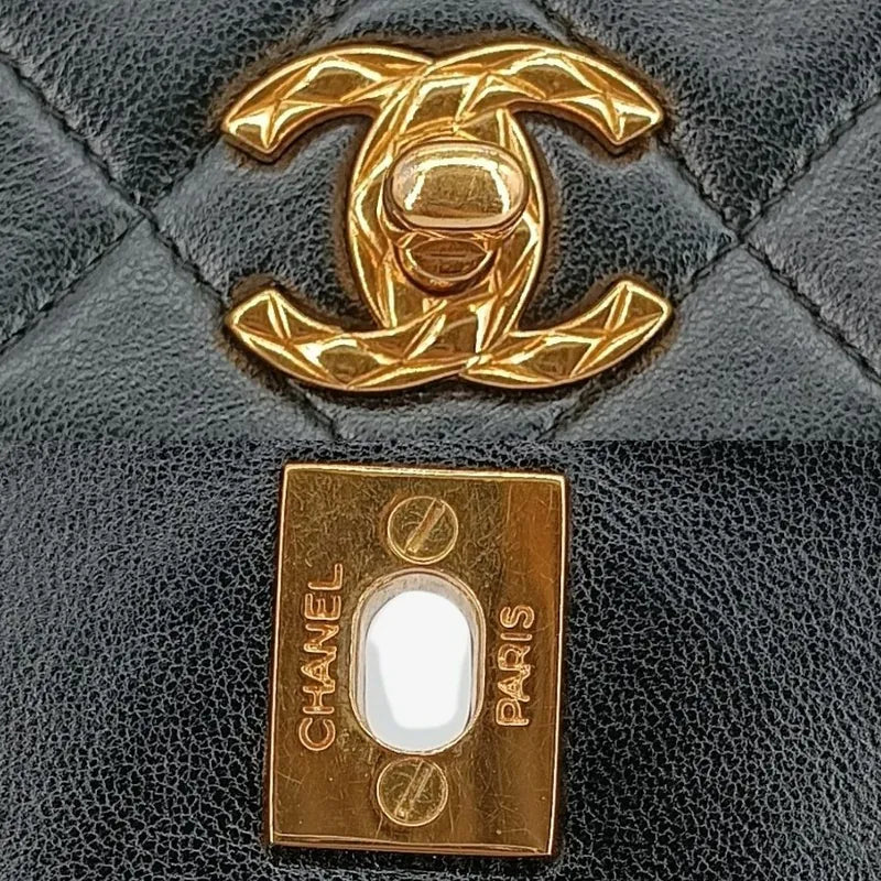 c406-chanel-vintage-black-lambskin-gold-chain-flap-bag