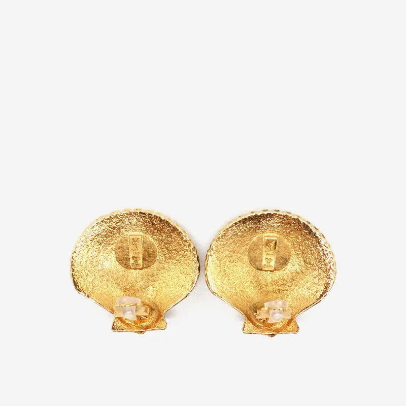 jm634-ysl-vintage-gold-plated-shell-clip-on-earrings