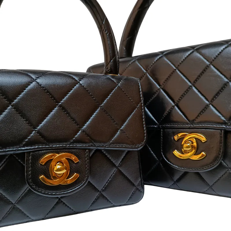 rb816-chanel-vintage-black-lambskin-qulited-handle-bag-set
