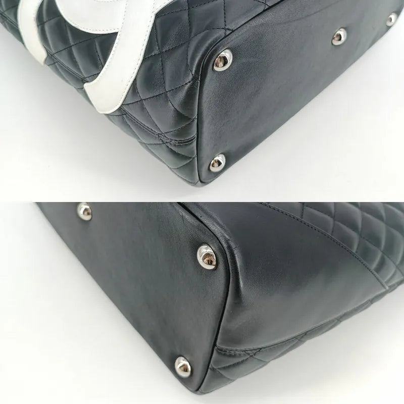 jah136-chanel-vintage-black-calfskin-cambon-tote-bag