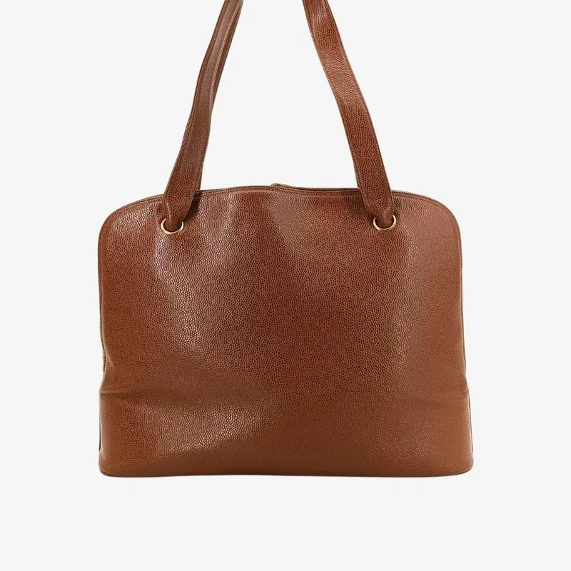 rb181-chanel-vintage-brown-caviar-leather-embroidered-logo-golden-ball-tote-bag