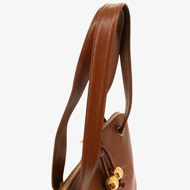 rb181-chanel-vintage-brown-caviar-leather-embroidered-logo-golden-ball-tote-bag