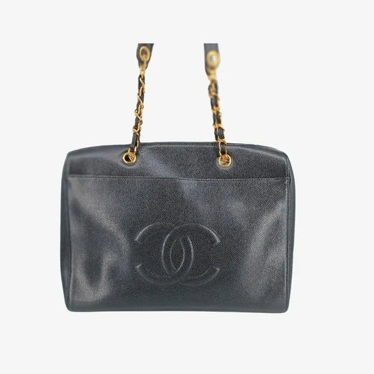 tk016-chanel-vintage-black-caviar-leather-embossed-logo-tote-bag
