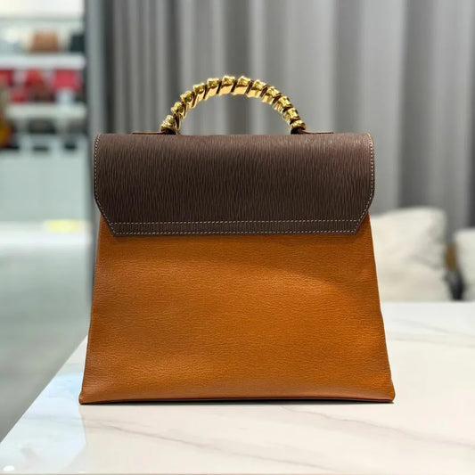 ju432-loewe-vintage-brown-caviar-leather-snake-bone-handle-shoulder-bag