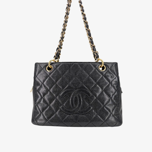 CS001 - CHANEL Vintage Black Caviar Leather GST Tote Bag